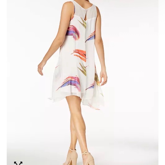 Signature by Robbie Bee White Sleeveless Floral Paint-Brush Print Chiffon Dress - Picture 3 of 10